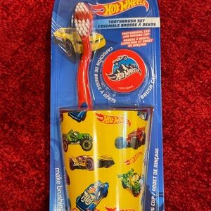 Hot Wheels Kids Toothbrush Set - Red and Yellow